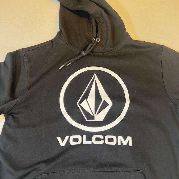 Volcom Hoodie Sweatshirt Men's Small Fleece Y2K Casual Dark Black Kangaroo Pouch - Picture 3 of 15